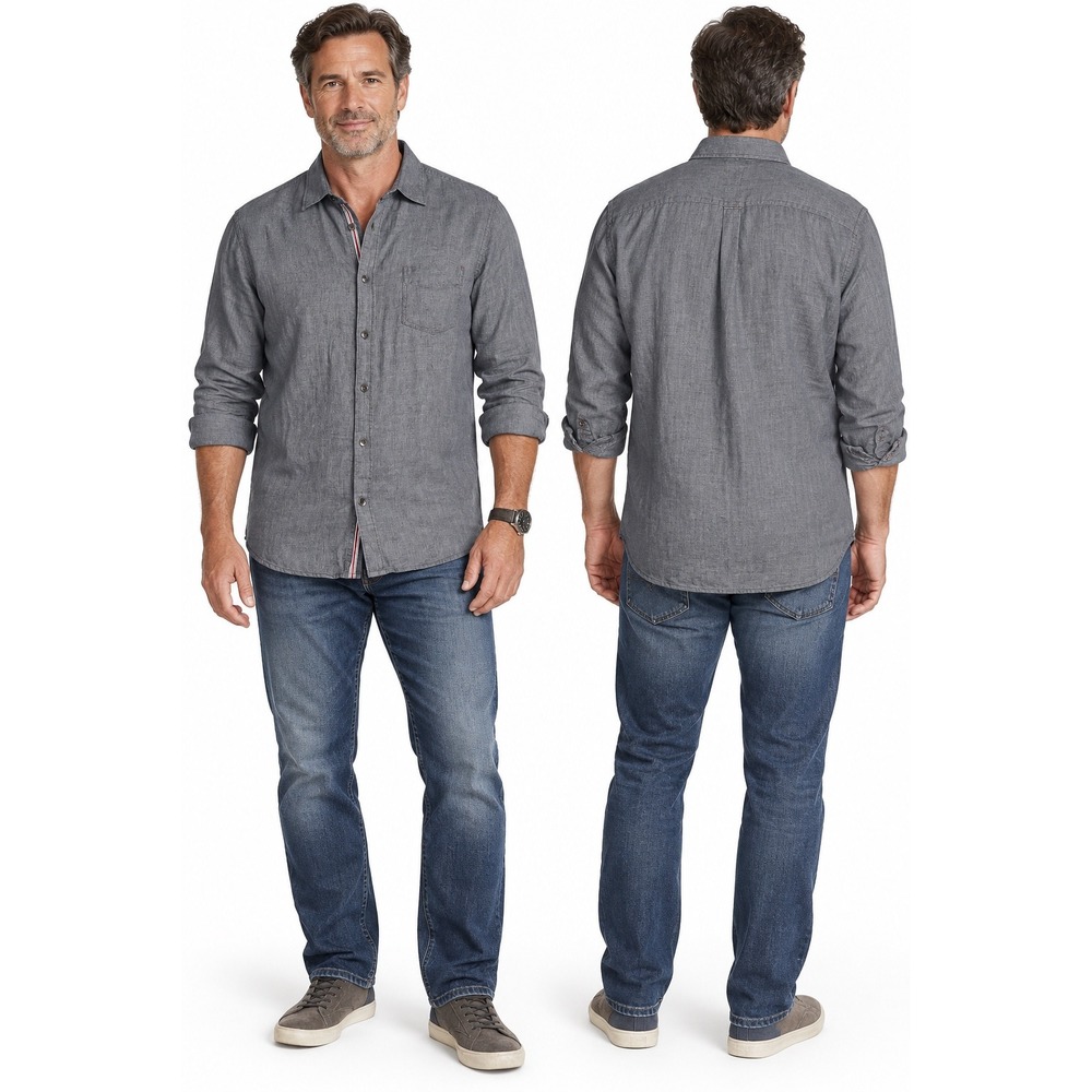 Carbon2Cobalt Linen Button Up Shirt XL Gray Long Sleeve Coastal Summer Casual